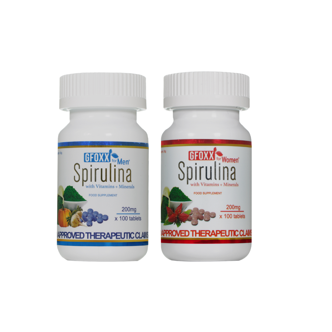 GFOXX SPIRULINA MEN & WOMEN BUNDLE
( 1 SPIRULINA FOR MEN + 1 SPIRULINA FOR WOMEN )