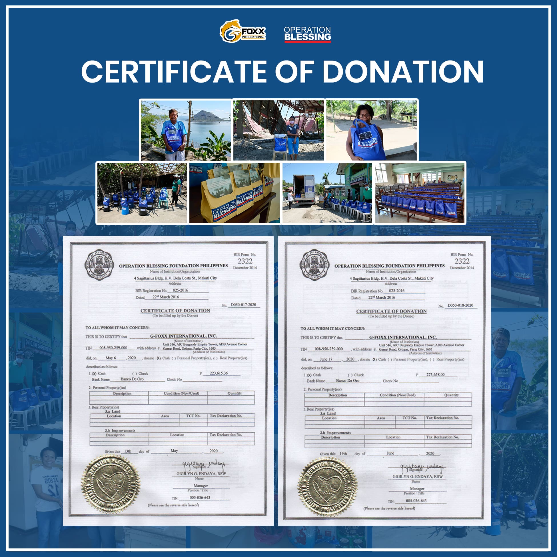 Certificate Of Donation